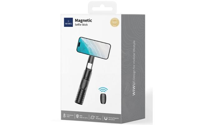 WiWU Wi-SE014 Magnetic Selfie Stick Wireless Bluetooth Selfie Stick with Tripod Portable Stick with Remote Control - Black WiWU Wi-SE014 Magnetic Selfie Stick Wireless Bluetooth Selfie Stick with Tripod Portable Stick with Remote Control - Black